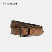 送男友蔻驰COACH奢侈品男士双面腰带棕色经典涂层帆布5951QBRMO