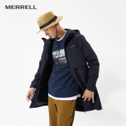 MERRELL迈乐男女同款户外休闲冲锋衣外套防风防水连帽宽松简约梭织中长款外套MC2210001 MC2210001-1 黑 M