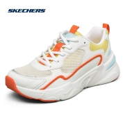 Skechers斯凯奇厚底增高网面透气老爹鞋运动休闲女鞋117043 WOR白色/多彩色 36