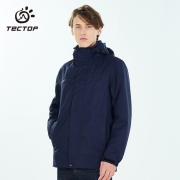 探拓（TECTOP）三合一户外服 男女情侣款抓绒内胆加厚防风保暖连帽登山服 男款月空蓝 2XL