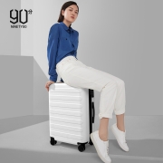 90分拉杆箱28英寸商旅两用旅行箱男女皮箱PC耐磨托运箱密码箱轻音万向轮行李箱七道杠百合白