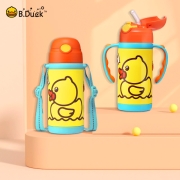 B.Duck小黄鸭 儿童保温杯316不锈钢一壶两用水杯耐摔宝宝吸管杯 420ml
