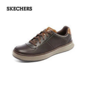 SKECHERS 斯凯奇 男士休闲鞋运动系带低帮耐磨缓冲透气潮流皮鞋加宽65983