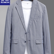 罗蒙休闲西服男商务百搭单西中青年潮流时尚西装外套男 1F032A41蓝灰 175/96B（身高175，体重150左右）