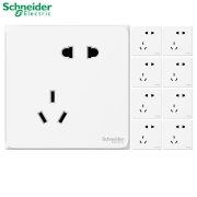 施耐德（Schneider） 开关插座 皓呈系列奶油白色 五孔插座 二三插86型墙壁插座 斜五孔十只装