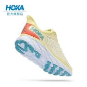 HOKA ONE ONE 女鞋克利夫顿8公路跑步鞋Clifton8网面减震透气防滑 梨白色/玉米黄 37/230mm