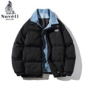 Noveli蓝威龙牛仔拼接羽绒服男冬季潮牌假两件工装夹克宽松棉服男