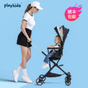 playkids普洛可X6 遛娃神器 360°旋转双向婴儿推车可坐躺轻便折叠儿童宝宝手推车高景观溜娃 半躺版X6-2熊猫（双向高景观+布蓬）