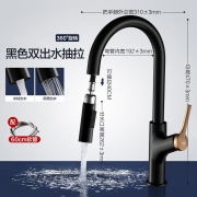 箭牌（ARROW） 【闪电发货】厨房抽拉式龙头 水槽冷热水龙头可旋转抽拉龙头 黑色龙头 【店主力荐】 黑色双模出水抽拉龙头
