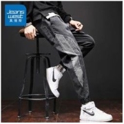 JEANSWEST 真维斯 秋冬工装牛仔裤男宽松哈伦束脚裤潮牌男士裤子2022九分新款