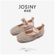 Josiny 卓诗尼 童鞋女童公主鞋2022春款小皮鞋儿童水晶鞋女单鞋春秋女童鞋