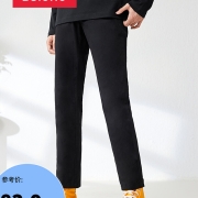 Baleno班尼路春秋款休闲长裤男时尚直筒修身纯色简约舒适休闲裤青年帅气基础百搭裤子 00A纯黑 32
