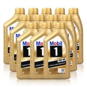 Mobil 美孚 机油全合成正品金美孚一号0W-40官方旗舰SN级润滑油机油1L*12