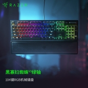 雷蛇（Razer） 2021新款黑寡妇蜘蛛黄绿轴 机械键盘有线键盘游戏键盘104键 RGB电竞少女馆 黑寡妇蜘蛛V3绿轴-104键
