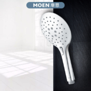 摩恩（MOEN）3功能淋浴手持花洒 130mm耐高温超大面板 喷洒按摩水 按钮切换圆形手持喷头HH3003
