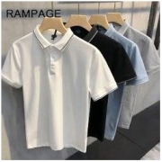 RAMPAGE 夏季短袖男士翻领POLO衫英伦复古帅气百搭休闲T恤修身上衣