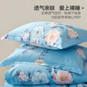 百丽丝 全棉对枕套 信封式枕头套 枕芯套 纯棉印花 一对装 静谧幽芬