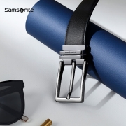 Samsonite/新秀丽男士皮带休闲商务裤腰带 男款1.3寸尾夹针扣皮带礼盒装送老公 黑色BW5*09002 120CM