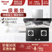 林内（Rinnai）抽油烟机灶具套装烟灶两件套 20m³/min超大风力4.5kW烈焰聚火燃气灶NM05T+2E01M 天然气