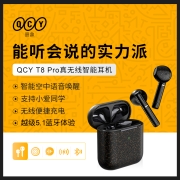 QCY T8 Pro真无线半入耳式蓝牙耳机 小爱同学 空中唤醒 无线充电 蓝牙5.1 星空黑