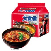 康师傅 方便面 大食袋红烧牛肉面 泡面袋装速食 五连包145g*5包 张艺兴同款