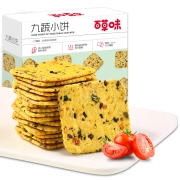 百草味 办公室休闲零食代餐蔬菜脆酥脆饼干 九蔬薄脆饼干180g/盒