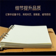 广博(GuangBo)25K活页笔记本子皮面本/商务记事本/文具日记本 100张 黑色 GBP8605