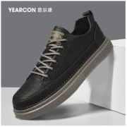 YEARCON 意尔康 秋季男鞋2022新款秋季英伦休闲皮鞋男黑色男士透气板鞋男款