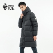 黑冰新款冬季男士连帽中长款鹅绒羽绒服城市休闲保暖羽绒大衣F8123 黑色 L