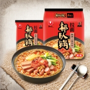 农心 酸辣火腿风味韩式部队锅拉面 方便面 袋面速食零食品 四连包 118g*4包