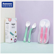 Anmous 安慕斯 弯曲训练叉勺宝宝学习扭扭勺辅食勺叉婴儿餐具硅胶