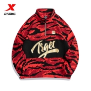 特步（XTEP） 特步新年圆领卫衣女上衣2022春秋季新款休闲女装运动服潮流运动上衣 花色红/正黑色 S