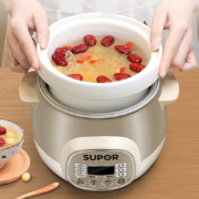 苏泊尔（SUPOR） 电炖锅家用1.5L陶瓷小炖盅宝宝煮粥锅迷你全自动辅食锅煲汤燕窝砂锅 香槟色(1.5L直炖)