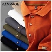 RAMPAGE 夏季薄款亲肤华夫格polo衫男短袖修身商务休闲翻领t恤男潮
