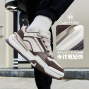 李宁男鞋板鞋2022男子回弹经典休闲鞋AGCS245 土褐色/蛋奶灰-4 41.5