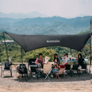 Blackdog黑狗黑胶天幕户外露营帐篷遮阳超轻野营春游野餐防雨防晒UPF40+ 涂银款夜幕黑550*292CM（2.4米杆*2根） 8人以上