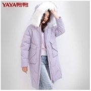 YAYA 鸭鸭羽绒服 鸭鸭2021年冬季新款女中长款貉子毛领时尚保暖外穿羽绒服
