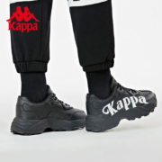 【预】 Kappa卡帕老花复古跑鞋情侣男女厚底老爹鞋皮面运动鞋休闲旅游鞋 黑色-990 37