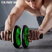 杜威克 健腹轮 男静音双轮腹肌轮滚轮跪垫健身器材家用 自营同款 双轮 黑绿色（非回弹）