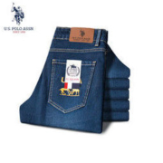 U.S. POLO ASSN. 美国马球协会 USPOLO秋冬男士牛仔裤直筒修身休闲裤子男潮流青年弹力小脚男裤子