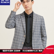 【惠】罗蒙（ROMON）休闲西服男士新款商务百搭单西中青年潮流时尚西装外套男 AH4灰格 175/96B(身高175，体重150左右)
