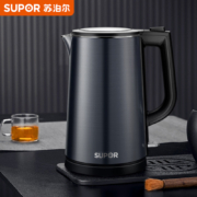 苏泊尔（SUPOR）电水壶 双层防烫烧水壶热水壶 1800W快烧 全钢无缝内胆电热水壶  SW-17J15B 1.7L大容量