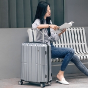 爱华仕（OIWAS）拉杆箱20英寸登机行李箱拜耳PC旅行箱男密码锁亮面拉链款女士密码箱商务出差 6176紫色