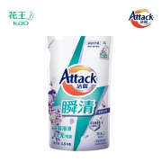 花王洁霸（ATTACK）瞬清无磷洗衣液（紫藤花香）补充装1.5kg