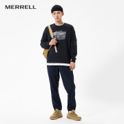 MERRELL迈乐男女同款户外休闲卫衣印花宽松时尚简约长袖圆领上衣MC2210022 黑色 M
