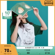 热风女装2022年夏季新款女士甜美卡通印花T恤时尚圆领短袖上衣潮