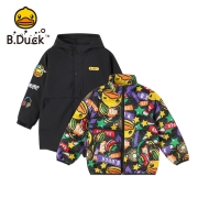 B.duck小黄鸭童装男童羽绒服秋冬新款儿童保暖外套一衣三穿两件套 砖石黑 110cm