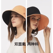 蕉下渔夫帽女防晒帽遮阳帽女防晒帽女太阳帽遮阳帽男帽子男帽子女防紫外线双面渔夫帽 仲夏粉/黑色