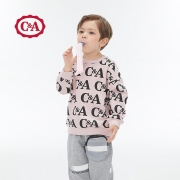 C&A儿童满印卫衣2022春秋潮流百搭男女休闲上衣女小童秋季长袖卫衣 白色 130