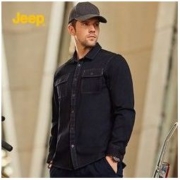 Jeep 吉普 2021秋季新款男士长袖衬衫男高档休闲牛仔衬衣纯棉百搭